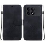 Custodia per telefono in pelle goffrata Xiaomi Redmi K70E Lotus (nera)