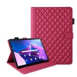 Custodia smart tablet in pelle con reticolo a rombo di terza generazione per Lenovo Tab M10 Plus 10.6 (rosso)
