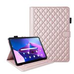 Custodia smart tablet in pelle con reticolo a rombo di terza generazione per Lenovo Tab M10 Plus 10.6 (oro rosa)