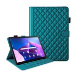 Custodia smart tablet in pelle con reticolo a rombo di terza generazione per Lenovo Tab M10 Plus 10.6 (verde scuro)