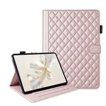 Custodia per tablet in pelle con reticolo romboidale per Honor Pad 9 (oro rosa)