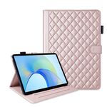 Custodia per tablet in pelle con reticolo romboidale per Honor Pad X9 / X8 Pro (oro rosa)