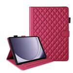 Custodia per tablet in pelle con reticolo romboidale per Samsung Galaxy Tab A9 (rossa)