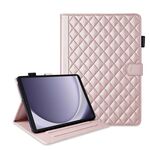 Custodia per tablet in pelle con reticolo romboidale per Samsung Galaxy Tab A9 (oro rosa)