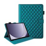 Custodia per tablet in pelle con reticolo romboidale per Samsung Galaxy Tab A9 (verde scuro)