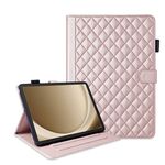 Custodia per tablet in pelle con reticolo romboidale per Samsung Galaxy Tab A9+ (oro rosa)