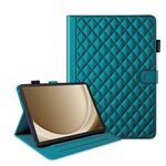 Custodia per tablet in pelle con reticolo romboidale per Samsung Galaxy Tab A9+ (verde scuro)