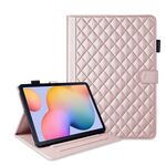 Custodia per tablet in pelle con reticolo romboidale per Samsung Galaxy Tab S6 Lite 2024 (oro rosa)