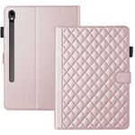 Custodia per tablet in pelle con reticolo romboidale per Samsung Galaxy Tab S9 FE / S9 (oro rosa)