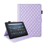 Custodia per tablet in pelle con reticolo romboidale per Amazon Kindle Fire HD10 2023 (viola)
