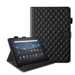 Custodia per tablet in pelle con reticolo romboidale per Amazon Kindle Fire HD10 2023 (nero)