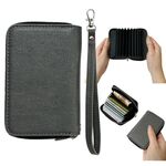 Borsa per carte con cerniera in tinta unita da 11 carte (grigio)