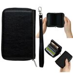 Borsa per carte con cerniera in tinta unita da 11 carte (nera)