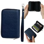 Borsa per carte con cerniera in tinta unita da 11 carte (blu)