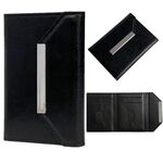 Porta carte con fibbia in metallo tinta unita (nero)