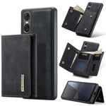 Per Sony Xperia 10 VI DG.MING Serie M1 Portafoglio multi-carta 3 pieghe + Custodia magnetica per telefono (Nero)
