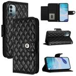 Custodia per cellulare in pelle con texture rombica per Nokia G11 / G21 con cordino (nero)