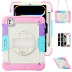 Per iPad Pro 11 2024 Custodia protettiva in silicone + PC per tablet (arcobaleno rosa)
