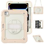 Per iPad Pro 11 2024 Custodia protettiva in silicone + tablet PC (crema + oro rosa)