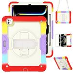 Per iPad Pro 13 2024 Custodia protettiva in silicone + tablet PC (arcobaleno rosso)