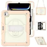Per iPad Pro 13 2024 Custodia protettiva in silicone + PC per tablet (crema + oro rosa)