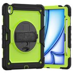 Per iPad Air 13 2024 Custodia tablet PC ibrida in silicone con tracolla (giallo verde + nero)