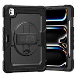 Custodia per tablet PC ibrida in silicone per iPad Pro 13 2024 con tracolla (nera)