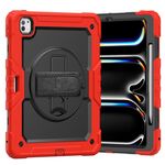 Custodia per tablet PC ibrida in silicone per iPad Pro 13 2024 con tracolla (rossa)