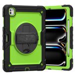 Per iPad Pro 13 2024 Custodia tablet PC ibrida in silicone con tracolla (giallo verde + nero)