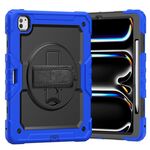 Per iPad Pro 13 2024 Custodia tablet PC ibrida in silicone con tracolla (nero + blu scuro)