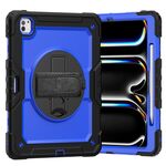 Per iPad Pro 13 2024 Custodia tablet PC ibrida in silicone con tracolla (blu scuro + nero)