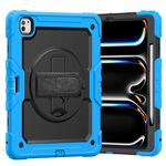 Per iPad Pro 13 2024 Custodia per tablet PC ibrida in silicone con tracolla (nero + azzurro)