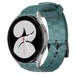 Per Samsung Galaxy Watch 4 40mm 20mm Cinturino in silicone tinta unita con motivo a calcio (Rock Cyan)