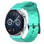 Per Huawei Watch GT3 42mm 20mm Cinturino in silicone tinta unita con motivo a calcio (verde acqua)