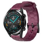 Per Huawei Watch GT2 42mm 20mm Cinturino per orologio in silicone tinta unita con motivo a calcio (rosso vino)