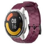 Per Xiaomi MI Watch Color 2 22mm Cinturino in silicone tinta unita con motivo a calcio (vino rosso)