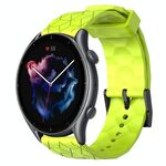 Per Amazfit 3 22mm Cinturino per orologio in silicone tinta unita con motivo a calcio (verde lime)