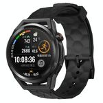 Per Huawei Watch GT Runner 22mm Cinturino per orologio in silicone tinta unita con motivo a calcio (nero)