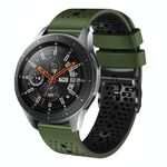 Per Samsung Galaxy Watch 46mm 22mm Cinturino in silicone bicolore traforato (verde militare + nero)