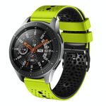 Per Samsung Galaxy Watch 46mm 22mm Cinturino in silicone bicolore traforato (lime + nero)