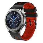 Per cinturino in silicone bicolore traforato da 22 mm per Samsung Gear S3 Classic (nero + rosso)