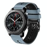 Per Samsung Gear S3 Frontier 22mm Cinturino in silicone bicolore traforato (blu + nero)