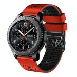 Per Samsung Gear S3 Frontier 22mm Cinturino in silicone bicolore traforato (rosso + nero)