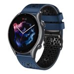 Per Amazfit GTR 3 cinturino in silicone bicolore traforato da 22 mm (blu notte + nero)