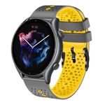 Per Amazfit GTR 3 Pro cinturino in silicone bicolore traforato da 22 mm (grigio + giallo)