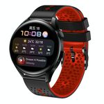 Per Huawei Watch 3 Cinturino in silicone bicolore traforato da 22 mm (nero + rosso)