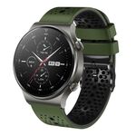 Per Huawei GT2 Pro cinturino in silicone bicolore traforato da 22 mm (verde militare + nero)