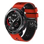 For Honor Watch GS Pro Cinturino in silicone bicolore traforato da 22 mm (rosso + nero)