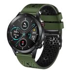 Cinturino per orologio in silicone bicolore perforato For Honor Magic Watch 2 46 mm 22 mm (verde militare + nero)