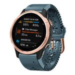 Per Garmin Fenix 6S 20mm cinturino in silicone da donna con punzone in pizzo (lago blu)